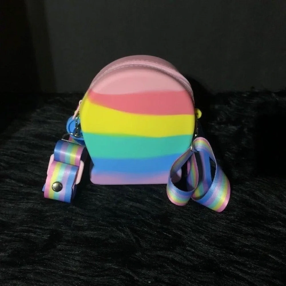 Unbranded Fidget Purse Kids Small Rainbow Like New Pop It Silicone Crossbody Bag